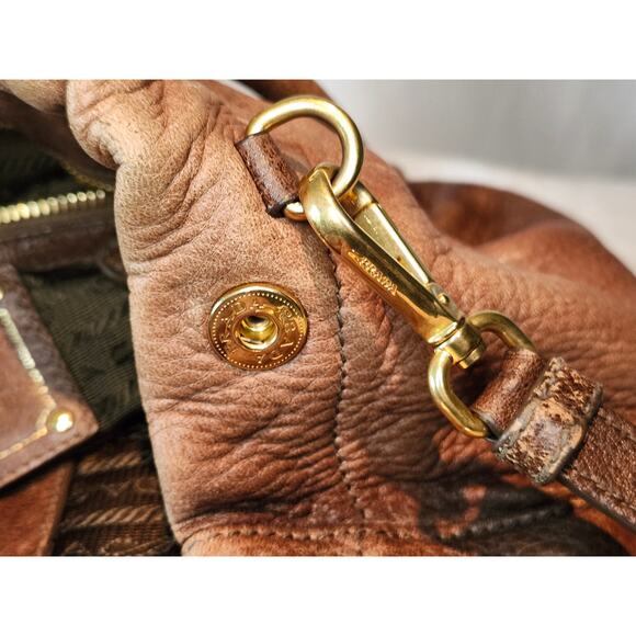 Prada Ombre Brown Deerskin Leather Vitellon Cervo Two Way Tote Bag Made in Italy - Picture 16 of 16